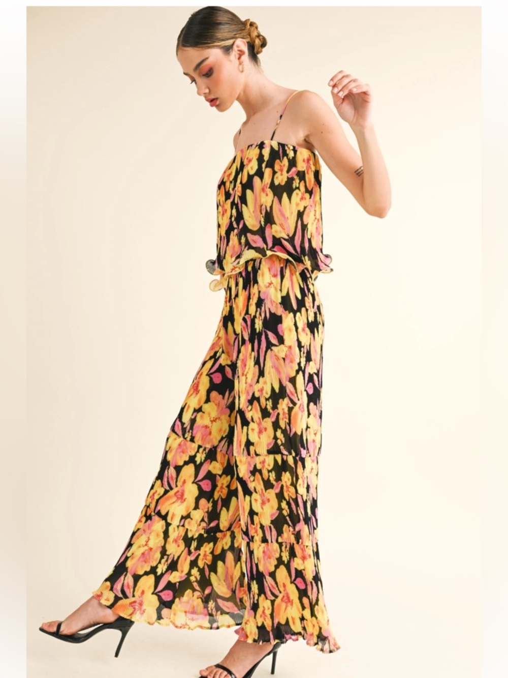 Reset by Jane Quinn Wide Leg Floral Pull On‎ Pants Size Large